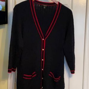 Classy navy red cardigan with pearl buttons. 3/4 sleeves